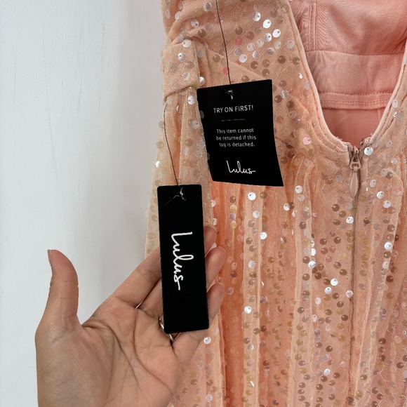 LuLu’s V Neck Sequin Maxi Dress Pink Size XS - Picture 8 of 8